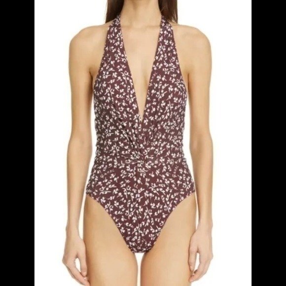 Ganni Other - GANNI Women's Plunge Neck One Piece Swimsuit 34